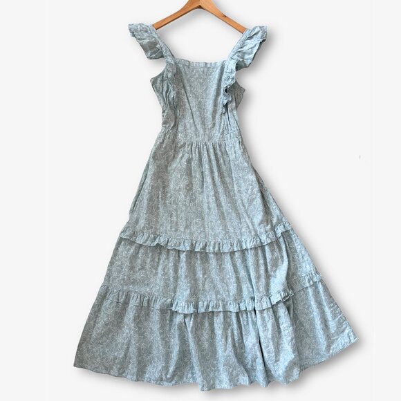 Universal Thread Floral Tiered Blue Midi Dress Womens Medium Boho Cottagecore - Picture 13 of 15